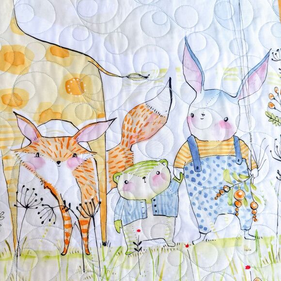 Handmade Baby Quilt – Cori Dantini Hello World Animals Crib Nursery Blanket - Picture 5 of 11